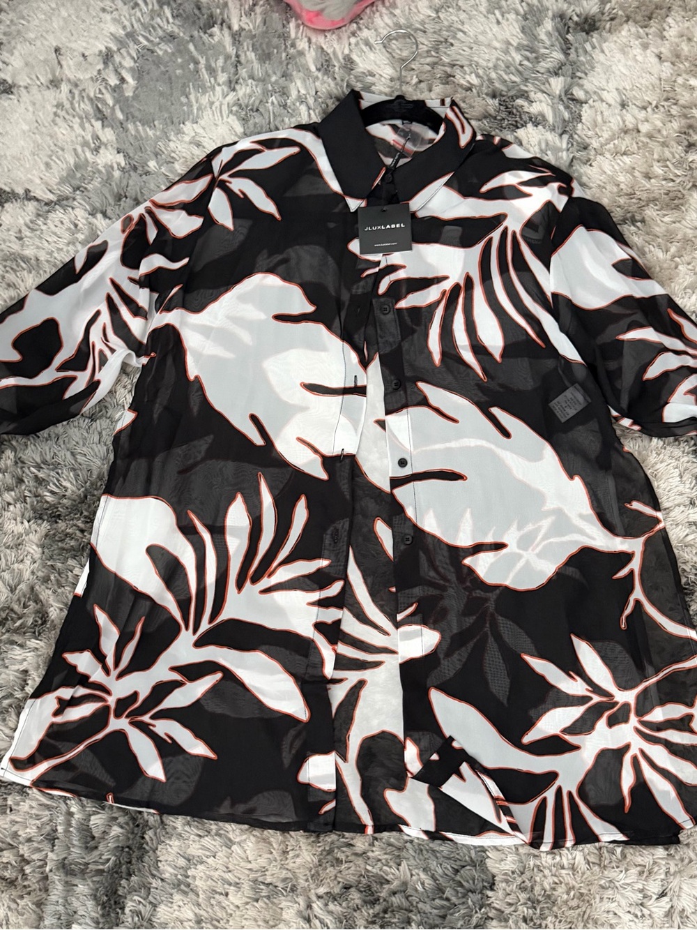 JLUXLABEL Black, White & Brown Floral Button-Up Blouse